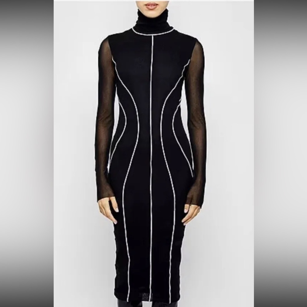 FUZZI  black dress turtle neck size xs NWT $595